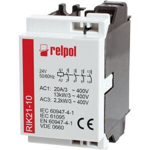 RIK21-10-24 - Installation contactor 3 Pole, 3 NO + 1 NO 24V AC 20A