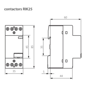 RIK25-22-24 - Installationsschütz, 4-Polig, 24V AC/DC, 25A, 2 Schliesser + 2 Öffner
