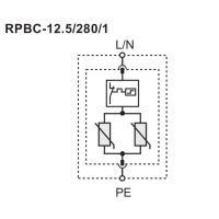 RPBC-12.5/280/1 - 25 kA / 275 VAC Surge arrester single pole with screw terminals