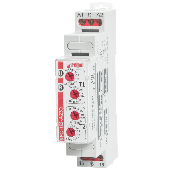 RELPOL RPC-1ES-A230 Time relay switch-on delay 2 time intervals 230V AC 1 CO contact