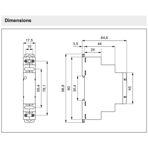 RPI-1ZI-D12 - 12 V DC 16A Installationsrelais 1 Schliesser LED Steuerung