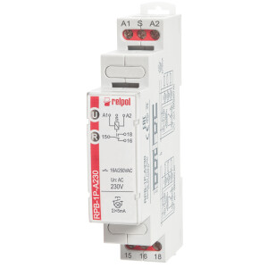 RPB-1P-A230 - Bistable impulse relay 230V AC 1 changeover contact LED control.