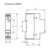 RIK20-11-24- Installation contactor 2 Pole 1 NO + 1 NC 24V AC/DC 20A