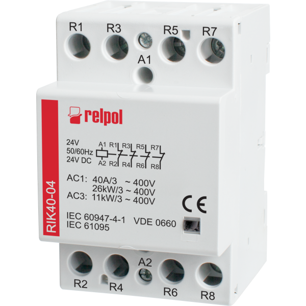 RIK40-04-24 - Installation contactor 4 Pole, 24V AC/DC 40A