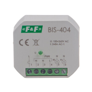 BIS-404 Stromstoßrelais 230V AC 2Schliesser 2x8A Unterputzdose