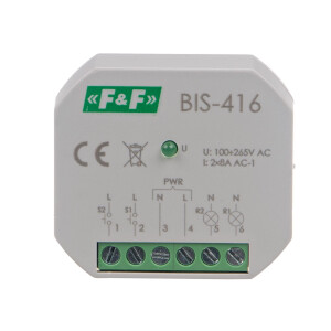 BIS-416 latching relay 230V AC 2 NO contacts 2x16A...
