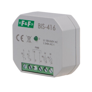 BIS-416 latching relay 230V AC 2 NO contacts 2x16A...