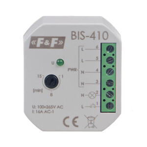 BIS-410 latching relay 230V AC 16A 1 NO contact with time...