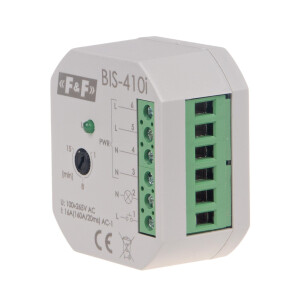BIS-410-LED latching relay 230V AC 16A 1 NO contact for LED lighting