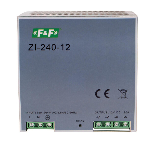 ZI-240-12 impulse power supply 240W 12V DC for DIN rail
