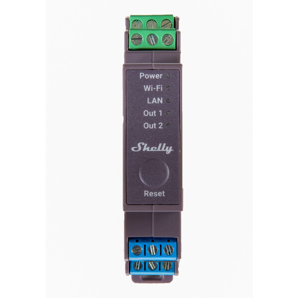 Shelly Hutschiene "Pro 2" Relais max. 25A 2 Phasen 2 Kanäle WLAN LAN BT