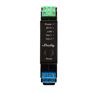 Shelly Hutschiene "Pro 2PM" Relais max. 25A 1 Phase 2 Kanäle Messfunktion WLAN LAN BT