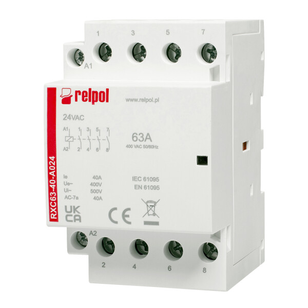 RELPOL RXC63-40-A024 Installationsschütz 24V AC 63A 4 Schliesser